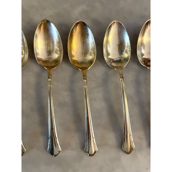 1930s Gorham Lady Caroline Silverplate 6 Teaspoon + 1 Soup Spoon Set Vintage - Picture 6 of 9
